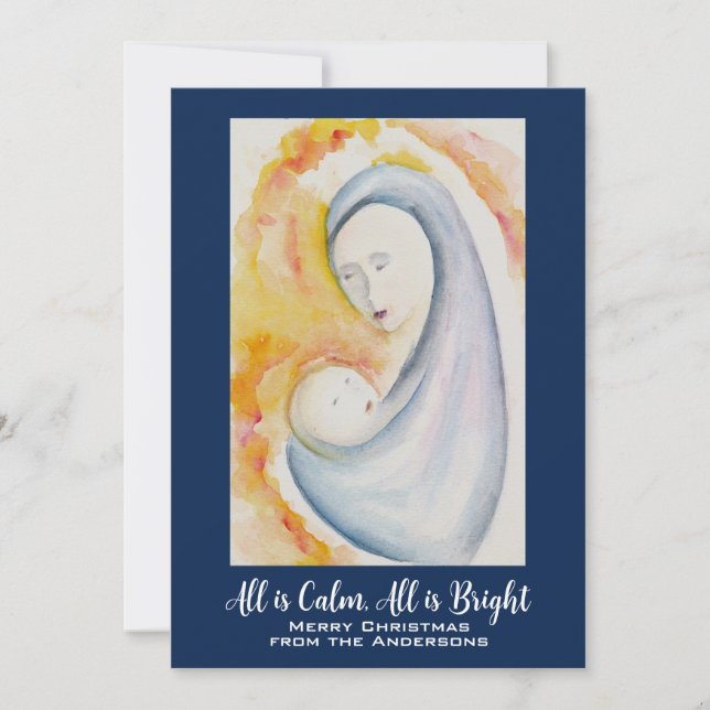 Religious Christmas Bible Scripture Watercolor Holiday Card (Front)