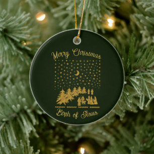 Religious Christmas, Birth of Jesus Ceramic Ornament