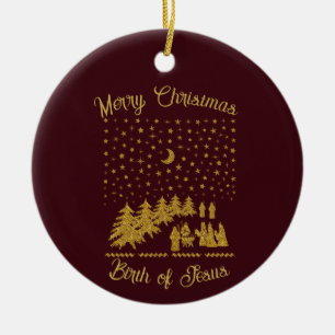 Religious Christmas, Birth of Jesus Ceramic Ornament