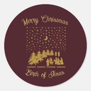 Religious Christmas, Birth of Jesus Classic Round Sticker