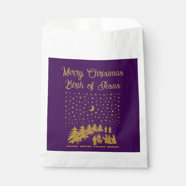 Religious Christmas, Birth of Jesus Favour Bag (Front)