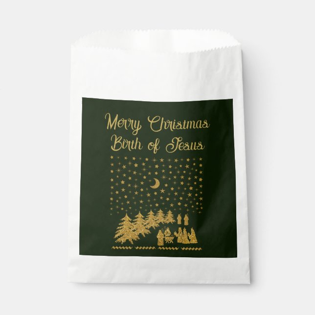 Religious Christmas, Birth of Jesus Favour Bag (Front)