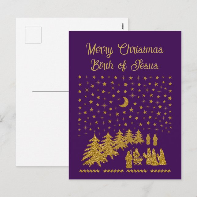 Religious Christmas, Birth of Jesus Holiday Postcard (Front/Back)