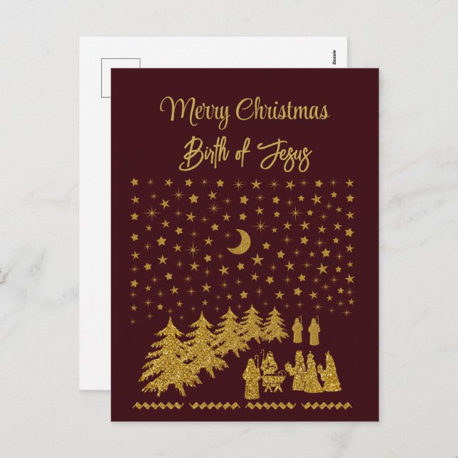 Religious Christmas, Birth of Jesus Holiday Postcard (Front/Back)