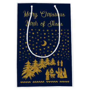 Religious Christmas, Birth of Jesus Medium Gift Bag