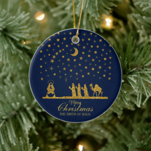 Religious Christmas, Birth of Jesus, Three King's Ceramic Ornament