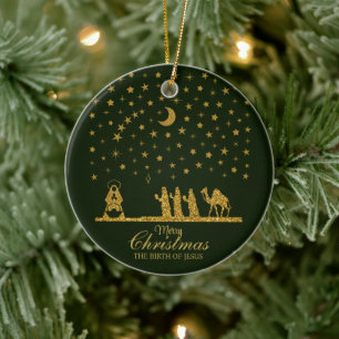 Religious Christmas, Birth of Jesus, Three King's Ceramic Ornament
