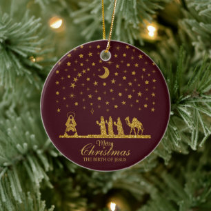 Religious Christmas, Birth of Jesus, Three King's Ceramic Ornament