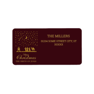 Religious Christmas, Birth of Jesus, Three King's Label