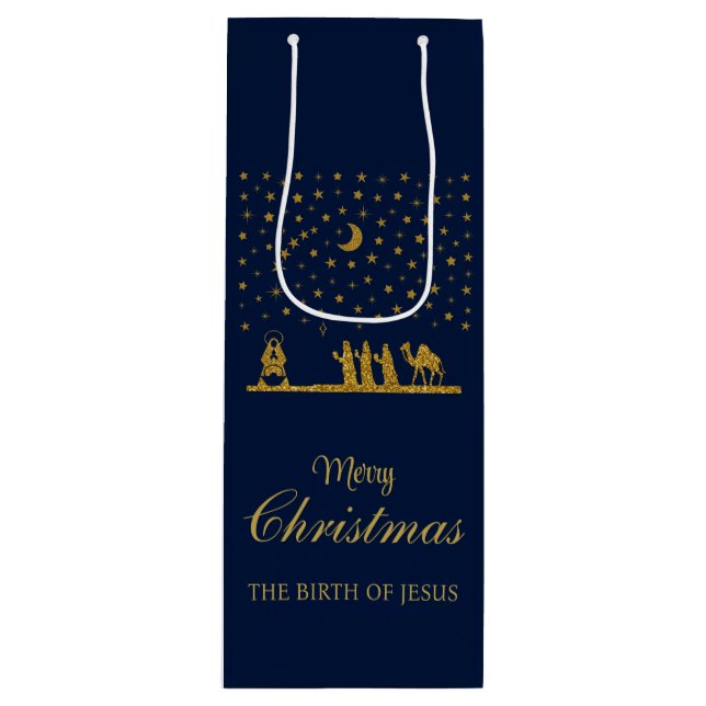 Religious Christmas, Birth of Jesus, Three King's Wine Gift Bag (Front)