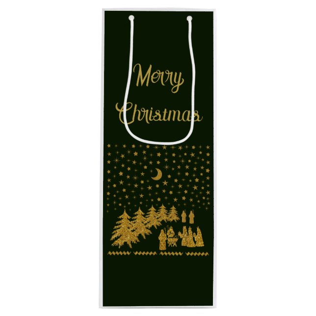 Religious Christmas, Birth of Jesus Wine Gift Bag (Front)