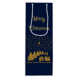 Religious Christmas, Birth of Jesus Wine Gift Bag