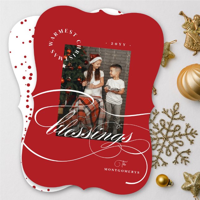 Religious Christmas Blessings Calligraphy Photo Holiday Card (Creator Uploaded)