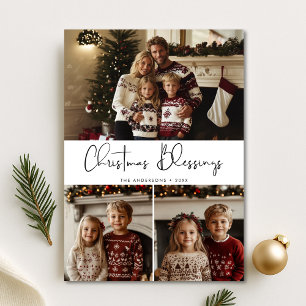 Religious Christmas Blessings With Kids Photo  Holiday Card