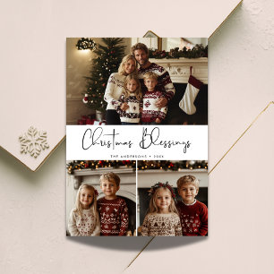 Religious Christmas Blessings With Kids Photo  Holiday Card