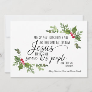 Religious Christmas Card with KJV Bible Verse