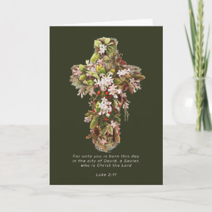 Religious Christmas Cross and Scripture Holiday Card