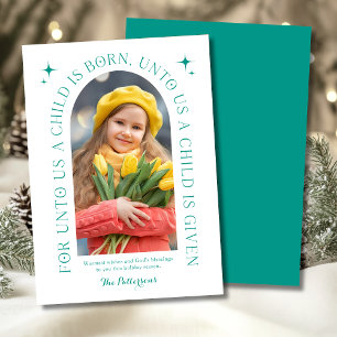 Religious Christmas Family Photo Minimalist Holiday Card