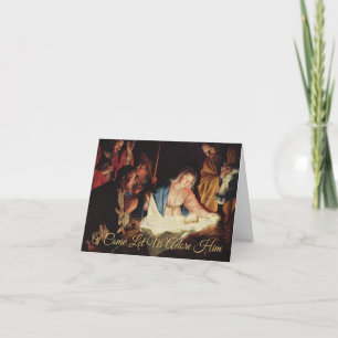 Religious Christmas Family Photo Nativity Scene Holiday Card