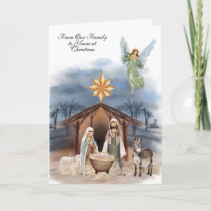 Religious Christmas Jesus Mary Joseph Watercolor Card