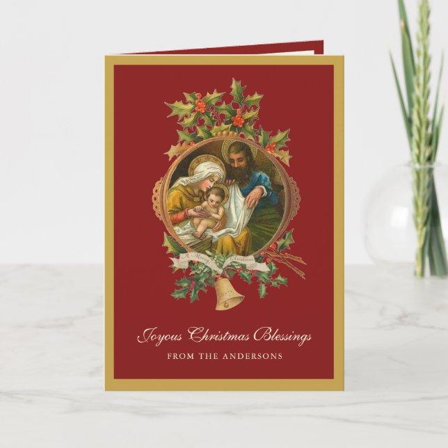 Religious Christmas Jesus Virgin Mary Joseph Poem  Holiday Card (Front)