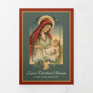 Religious Christmas Jesus Virgin Mary Poem  Tri-Fold Holiday Card