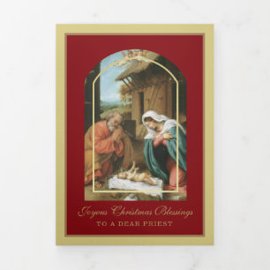 Religious Christmas Jesus Virgin Mary St Joseph  Tri-Fold Holiday Card
