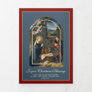 Religious Christmas Jesus Virgin Mary St Joseph Tri-Fold Holiday Card