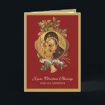Religious Christmas Jesus Virgin Mary Vintage  Holiday Card<br><div class="desc">This lovely Christmas card features a beautiful personalised Christmas traditional Catholic religious vintage print of Our Mother of Perpetual Help. The Virgin Mary is holding the Baby Jesus with a decorative vintage background and wreath swag with the words "A Merry Christmas". The same image appears inside the card with a...</div>