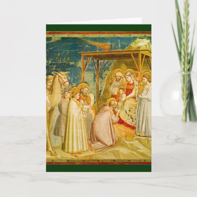 Religious Christmas Manger Scene Holiday Card (Front)