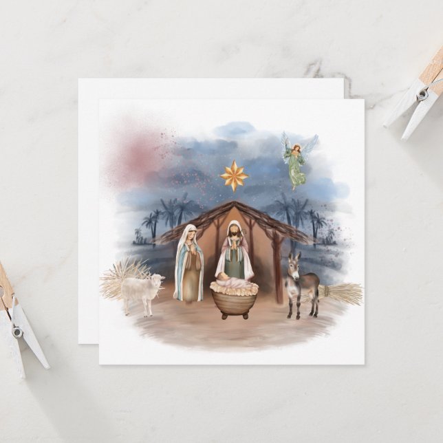 Religious Christmas Nativity Birth Jesus Baptism Invitation (Front/Back In Situ)