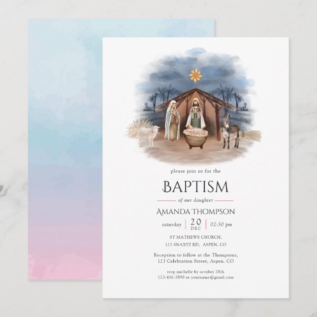 Religious Christmas Nativity Birth Jesus Invitation (Front/Back)