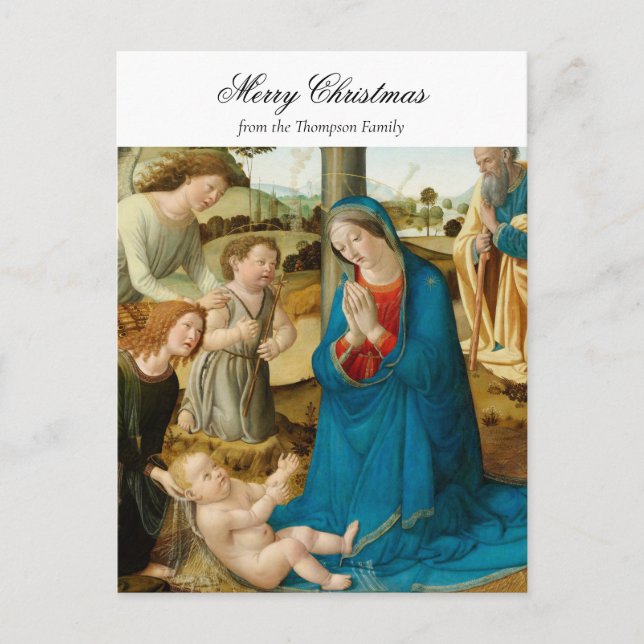 Religious Christmas Nativity Christian Blessing  Holiday Postcard (Front)