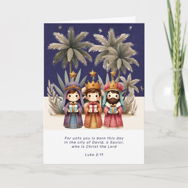Religious Christmas Nativity Scene and Scripture Holiday Card (Front)