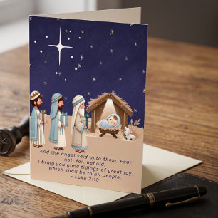 Religious Christmas Nativity Scene and Scripture Holiday Card