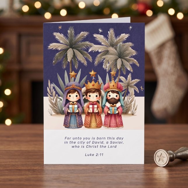 Religious Christmas Nativity Scene and Scripture Holiday Card (Religious Christmas Nativity Scene and Scripture Card by Ricaso. Christian three wise men
)