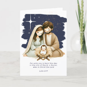 Religious Christmas Nativity Scene and Scripture Holiday Card