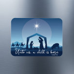 Religious Christmas Nativity Scene Blue Magnet<br><div class="desc">This beautiful blue drawing of the nativity scene is a gorgeous religious Christmas magnet for a devout family. Unto us a child is born. Send holiday blessings with these non-photo magnets for a Christian church.</div>