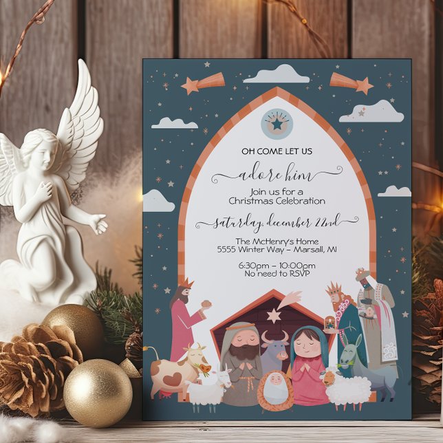 Religious Christmas Nativity Scene Party Invitation (Creator Uploaded)
