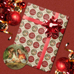 Religious Christmas Nativity Vintage Wrapping Paper