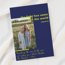Religious Christmas photo blue Holiday Card
