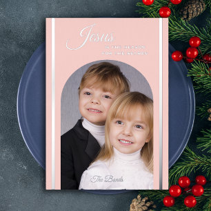 Religious Christmas Photo Jesus Blush Foil Card