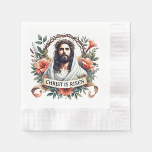 Religious Christmas risen word art Easter Napkin