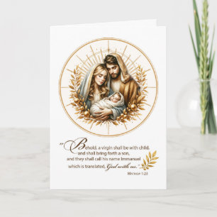 Religious Christmas Scripture Golden Light Circle Card