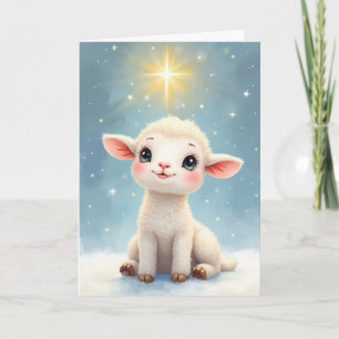 Religious Christmas The Lion and the Lamb and Star Card