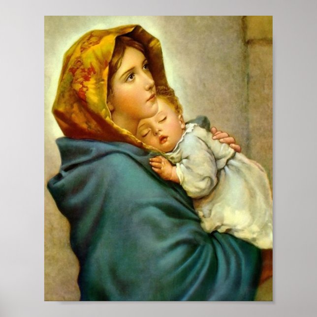Religious Christmas Virgin Mary Jesus Vintage Poster (Front)