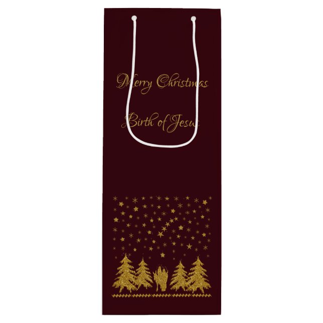 Religious Christmas Virgin Mary, St. Joseph, Jesus Wine Gift Bag (Front)