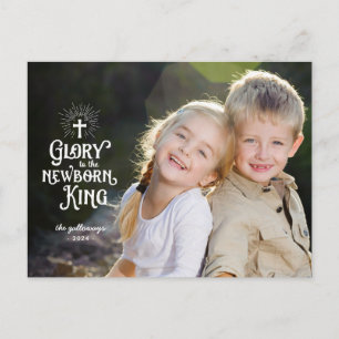 Religious Christmas White Overlay Full Photo Postcard