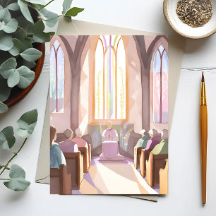 Religious Church Watercolor Holiday Prayer Postcard