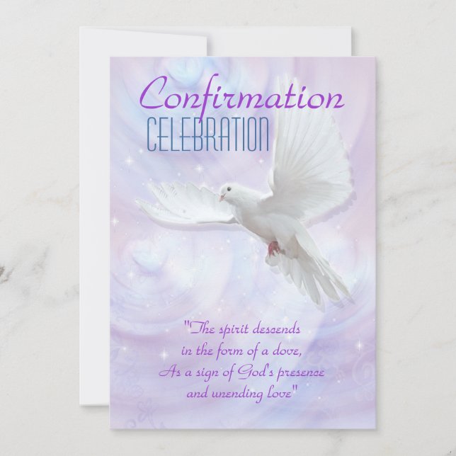 Religious confirmation dove invitation (Front)